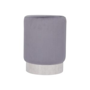 Banqueta Velvet Cinza Base Prata