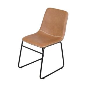 Cadeira Verner Espuma Revestida Em Pu Caramelo E Base Em Aco Pintado