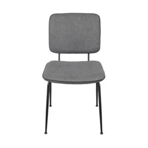 Cadeira Batur Espuma Revestida Em Linho Cinza E Base Em Aco Pintado