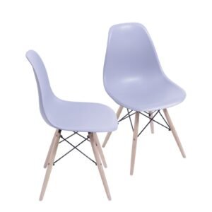 Kit 02 Cadeiras Pp Cinza Base Madeira