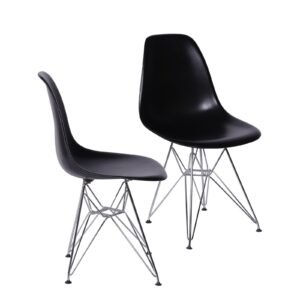 Kit 02 Cadeiras Pp Preto Base Cromada