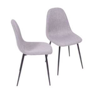 Kit 02 Cadeiras Pp Cinza Base Cor Preta