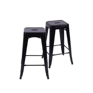 Kit 02 Banquetas Em Aço Com Pintura Epoxi Preta