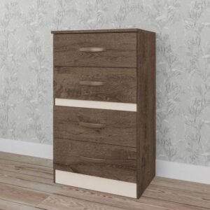 Cômoda Com 04 Gavetas Cairo Mocaccino Rustico/Naturi Off White