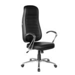 Cadeira Presidente Alta Costurada C/ Braço Elipty e Base Celta Cromo - Courino Preto