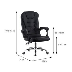 Cadeira 3337 Em Pu Preta Base Cromada Rodízio