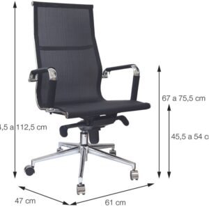 Cadeira Tela Alta Tela Cobre Base Rodízio