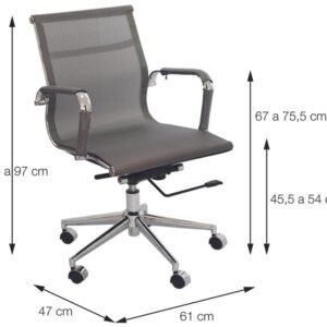 Cadeira Tela Baixa Tela Branca Base Rodízio