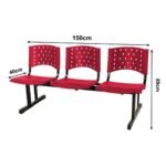 Cadeira Longarina Plastica 03 Lugares – Vermelho Ergoplax