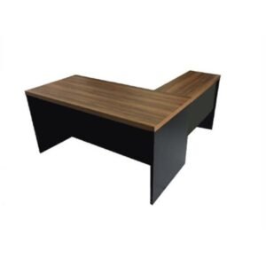 Mesa Escritório Em L Mesa 1,70M + Mesa Auxiliar 02 Gavetas Wordstar Nogal Málaga / Preto 40 MM