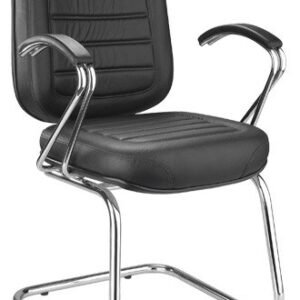 Cadeira Diretora Costurada C/ Braço Elipty e Base Em S Cromado - Courino Preto