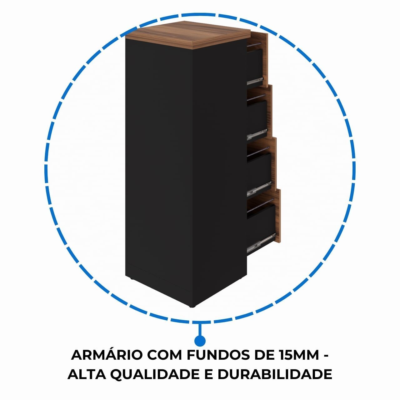 Arquivo 04 Gavetas Pasta Suspensa - 1,28x0,46x0,45m NOGAL SEVILHA/PRETO - 21410 - Imagem 7