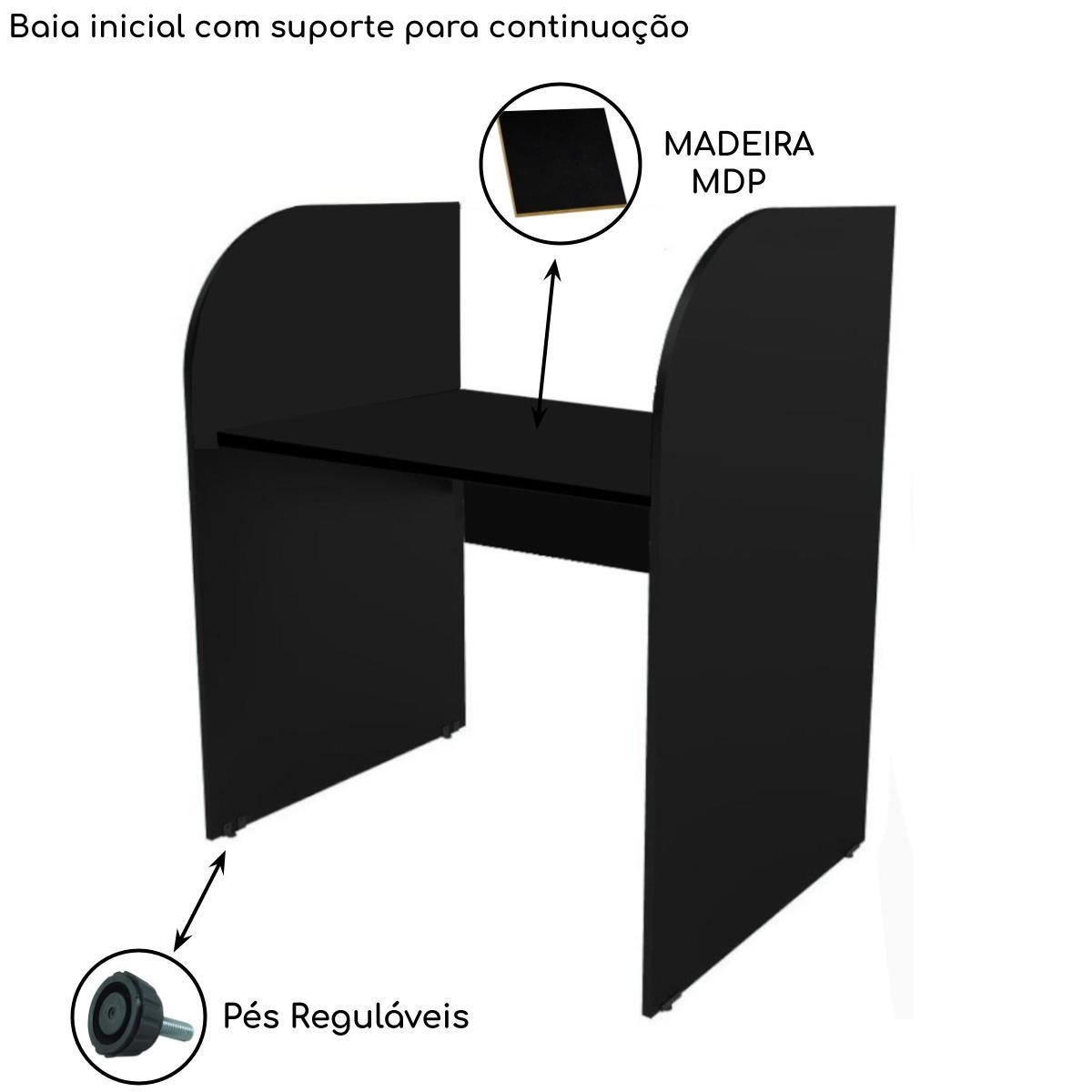 Baia INICIAL para Atendimento 1,20x0,80x0,60mPRETA/PRETA - 24015 - Imagem 3