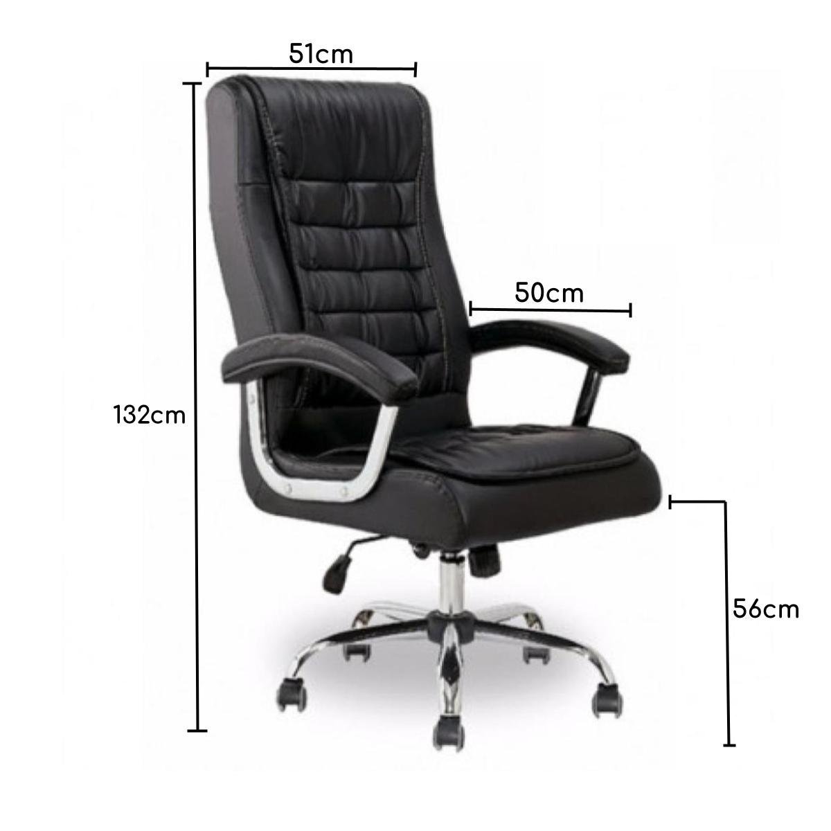 Poltrona Presidente LUXO c/ mola Ensacada - Couríssimo Preto 30016 - Imagem 3