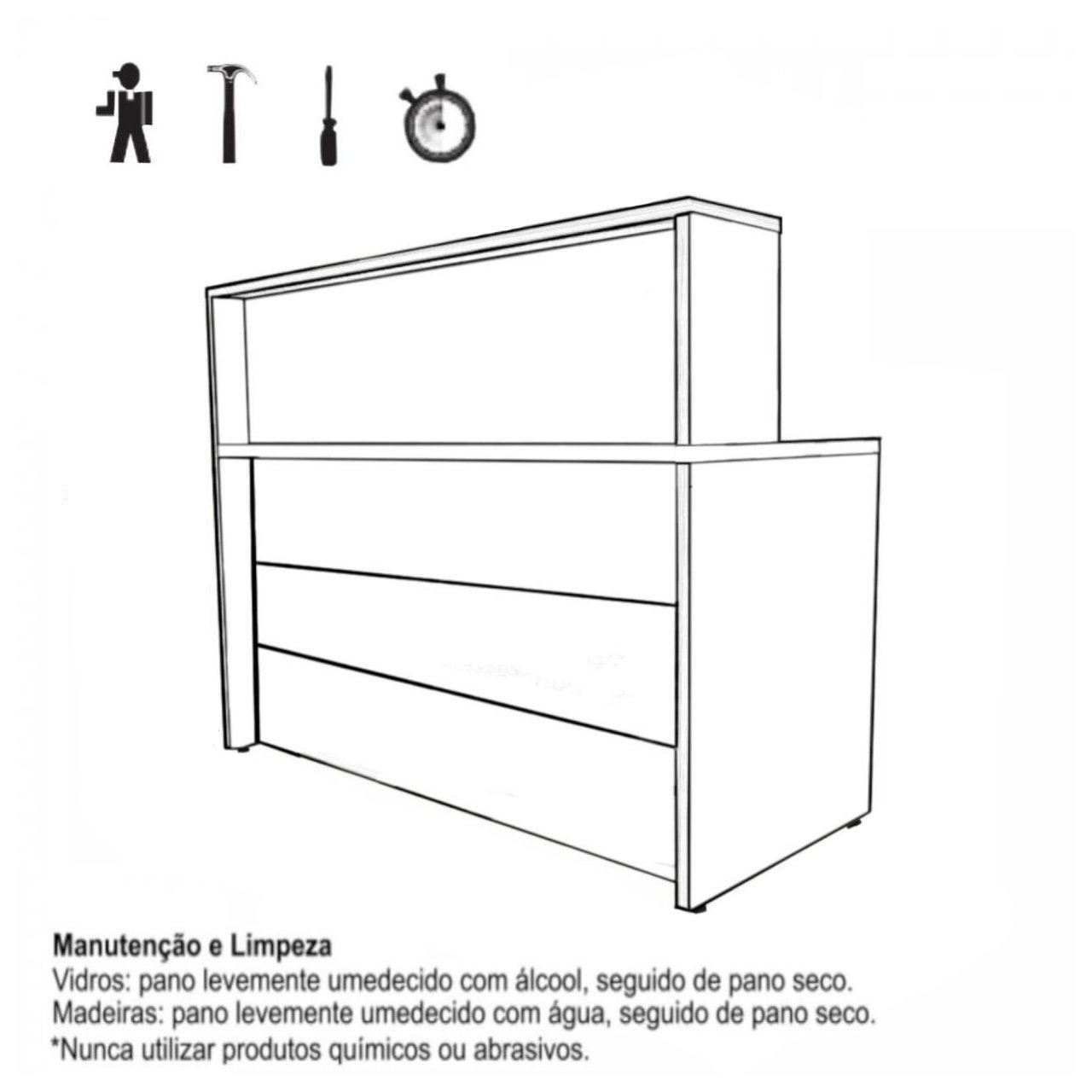 Balcão de Atendimento 1.35x1,13x0,60m - C/ Gavetas MARSALA/PRETO - 63084 - Imagem 4