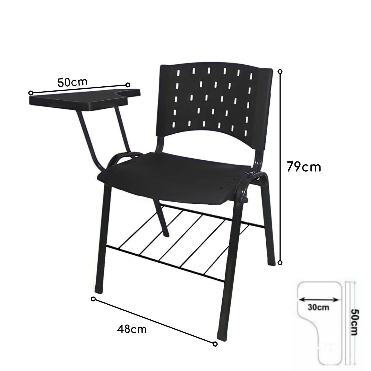 Cadeira Universitária c/ Porta Livros - Prancheta Plástica - Cor Preto 32013 - Imagem 3