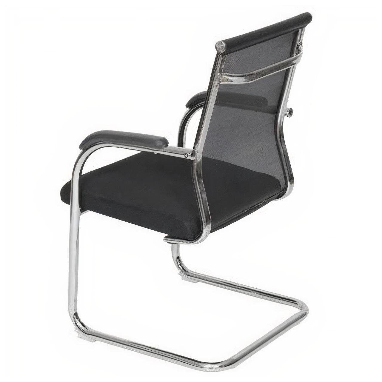 Cadeira Interlocutor Tela DUBAI (Fixa) base Cromada - PMD - Cor Preto - 31018 - Imagem 4