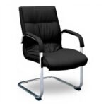 Cadeira Escritório Interlocutor LUXO FIXA Cromada - Cor Preta 30312
