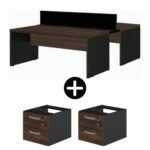 Estação de Trabalho Dupla 1,20x1,35m 02 Lugares c/ Gavetas c/ ponto de tomada MARSALA/PRETO - 63090