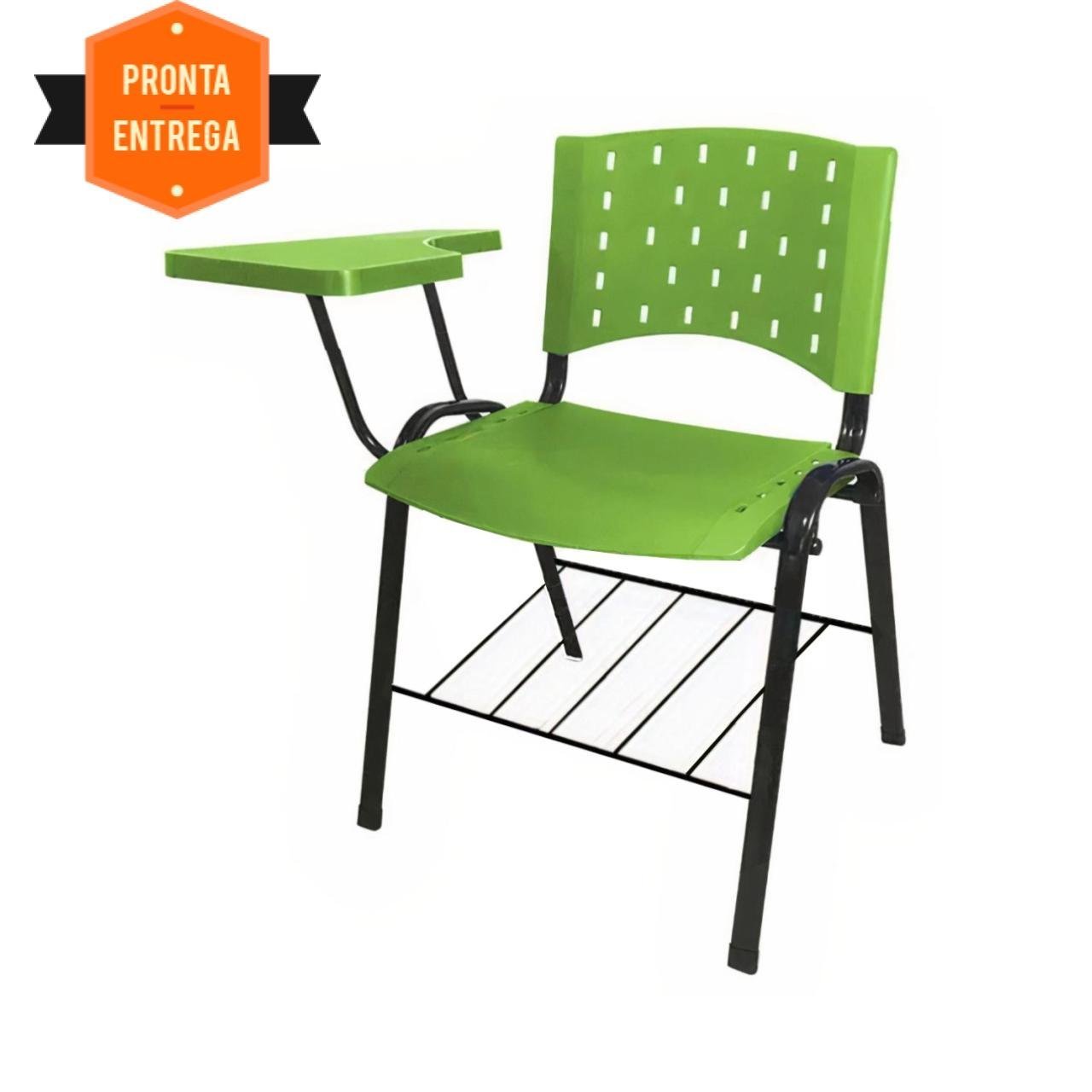 Cadeira Universitária PRANCHETA PLÁSTICA com Porta Livros - Cor Verde 32023 - Imagem 4