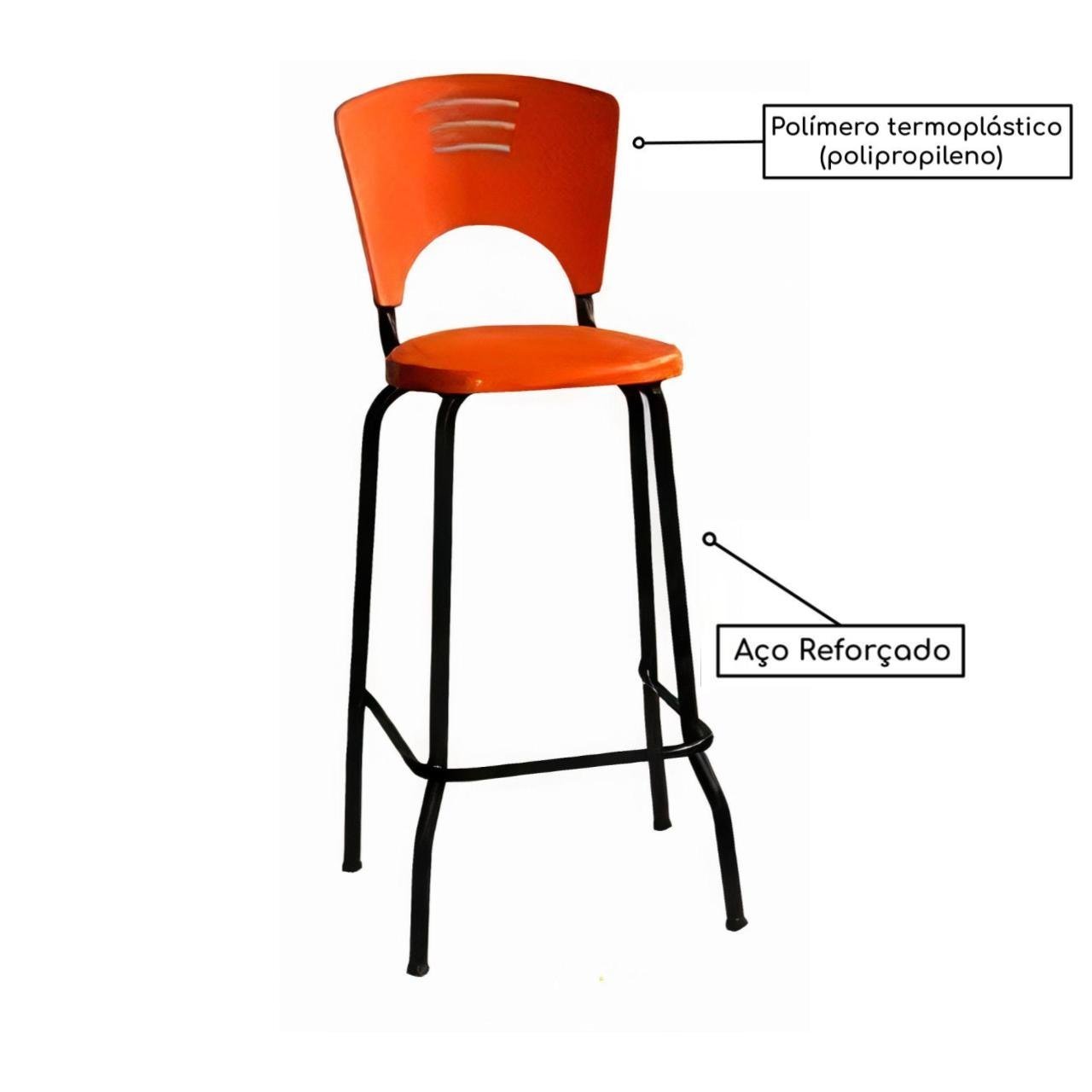 Banqueta Fixa Alta Piacere - Cor Laranja - 34104 - Imagem 4