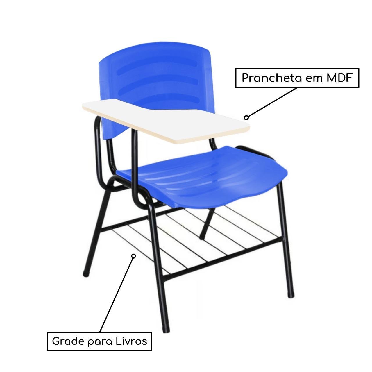 Cadeira Universitária Plástica Prancheta MDF - COR AZUL 34016 - Imagem 2