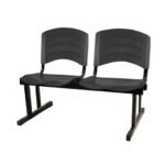 Cadeira Longarina PLÁSTICA 02 Lugares - Cor PRETO 33026