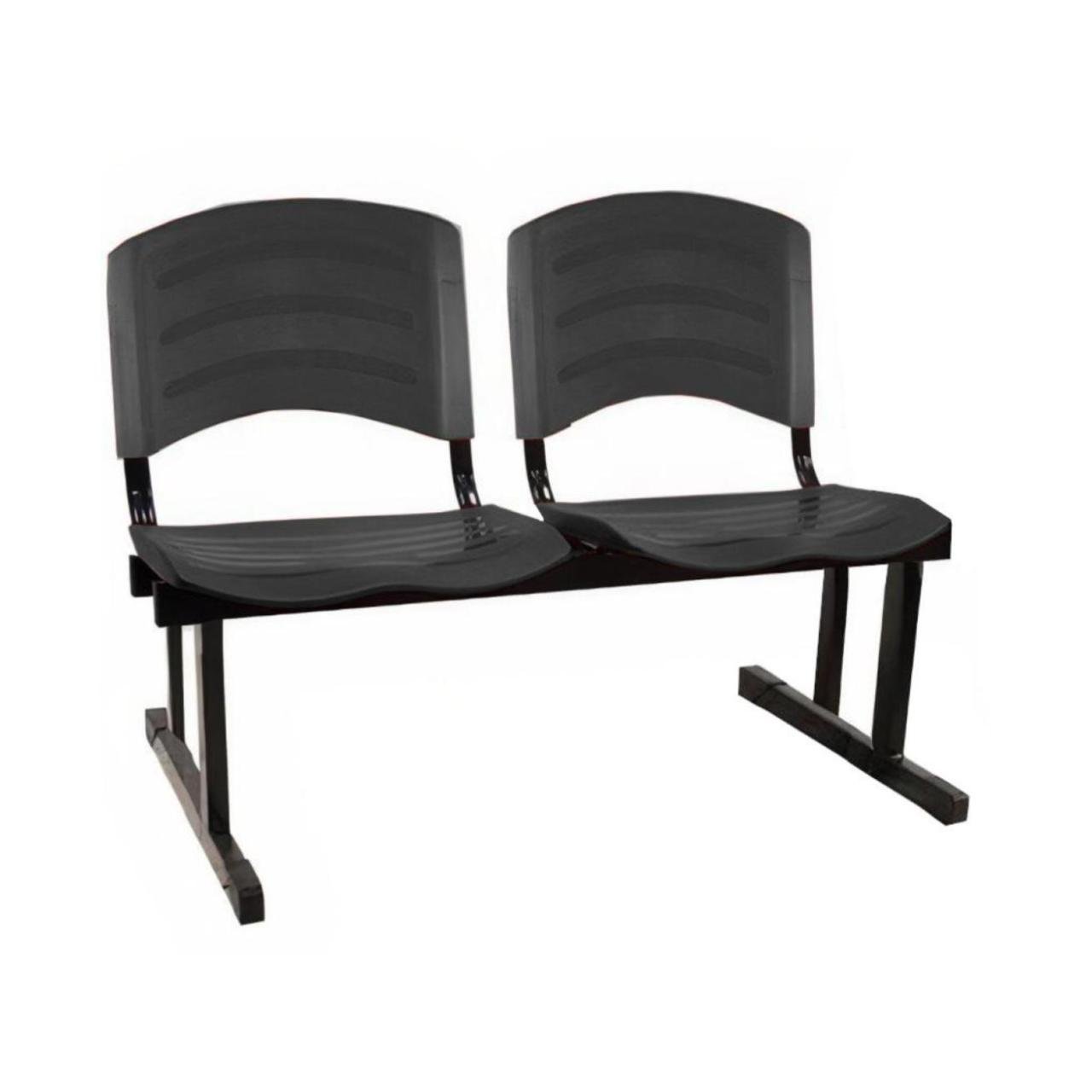 Cadeira Longarina PLÁSTICA 02 Lugares - Cor PRETO 33026 - Imagem 3