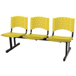 Cadeira Longarina PLÁSTICA 03 Lugares - Cor AMARELO 33094