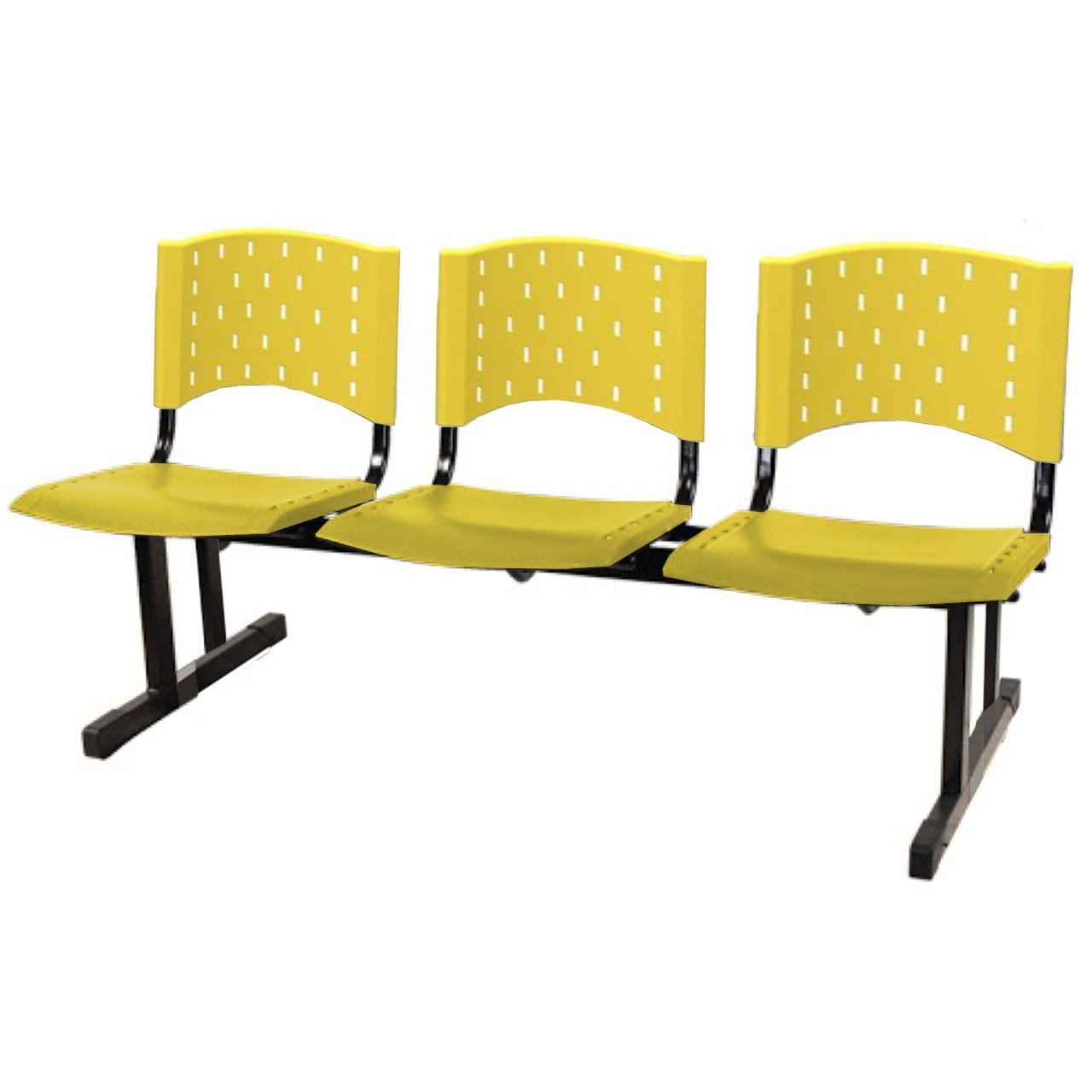 Cadeira Longarina PLÁSTICA 03 Lugares - Cor AMARELO 33094