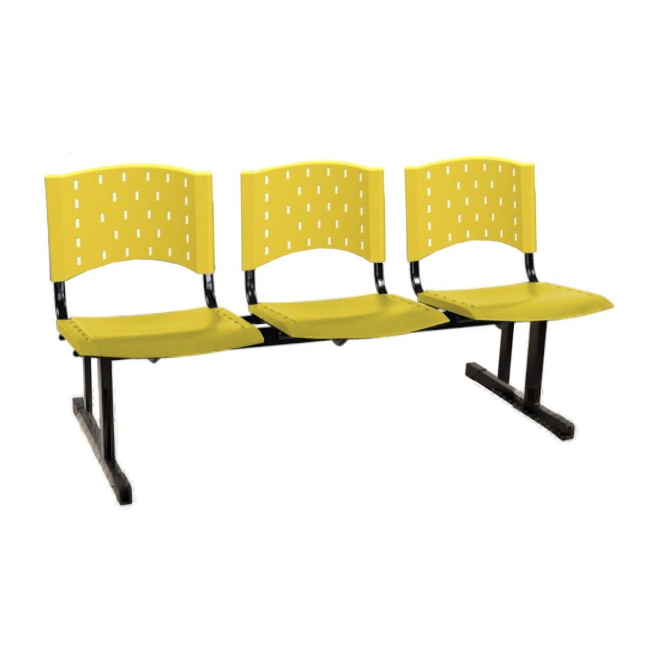 Cadeira Longarina PLÁSTICA 03 Lugares - Cor AMARELO 33094 - Imagem 3