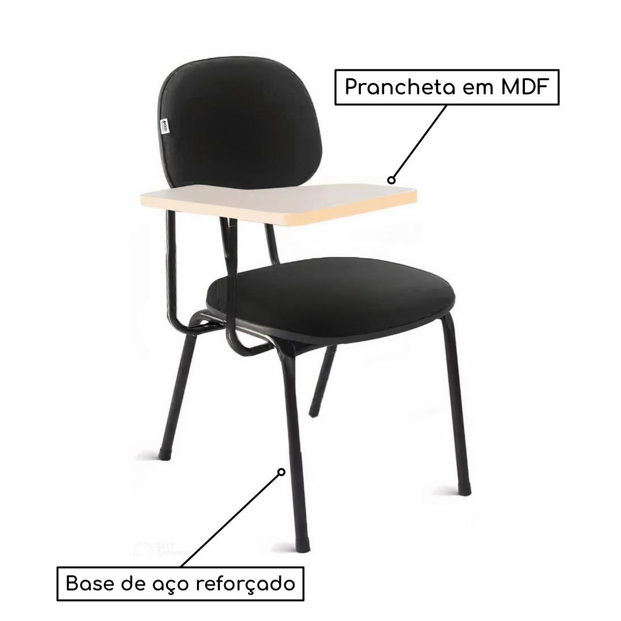 Carteira Universitária Secretária Estofada - Corino Preto 32002 - Imagem 4