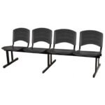 Cadeira Longarina PLASTICA 4 Lugares Cor Preto 33095