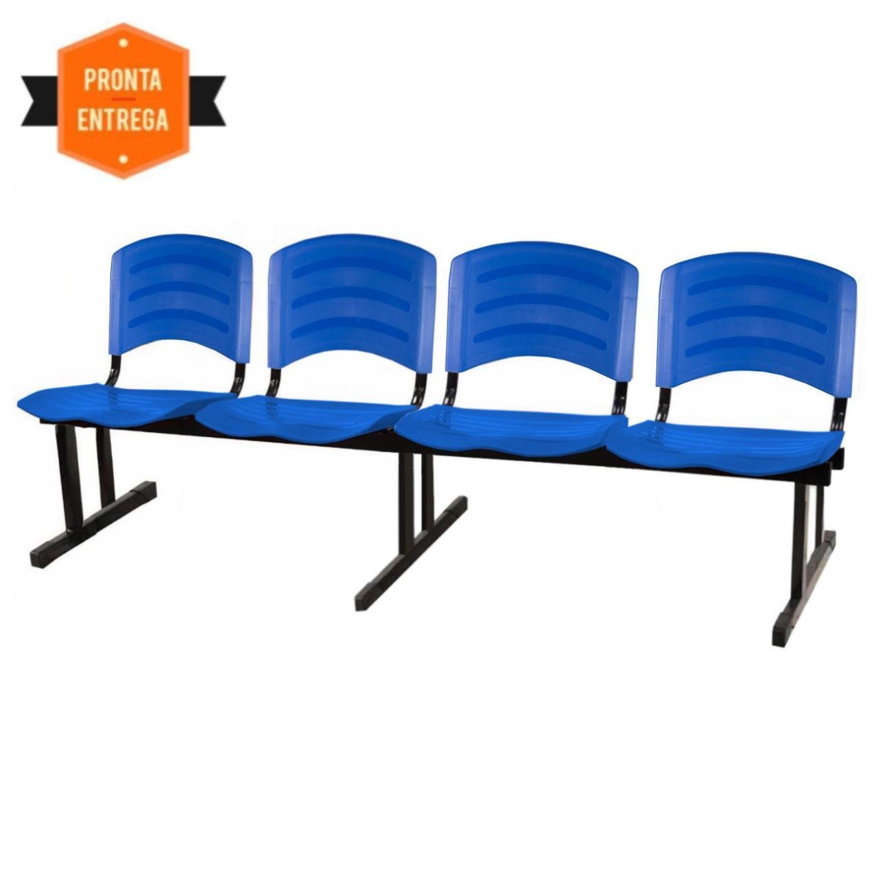 Cadeira Longarina PLASTICA 4 Lugares Cor Azul 33098 - Imagem 3