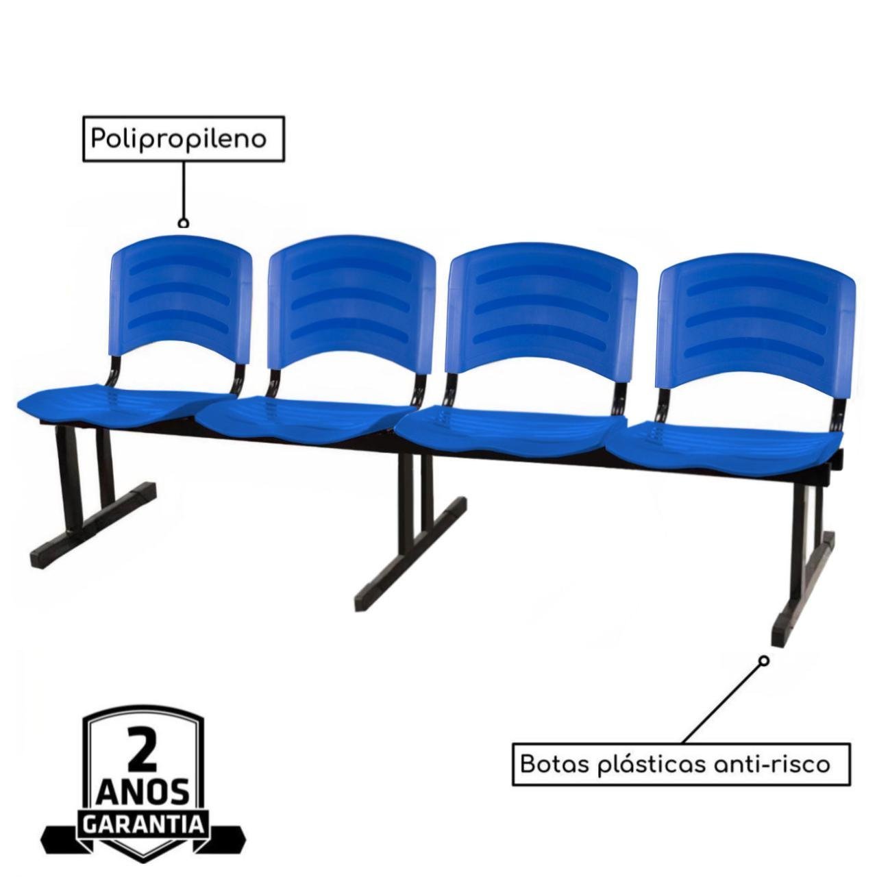 Cadeira Longarina PLASTICA 4 Lugares Cor Azul 33098 - Imagem 2