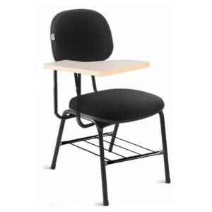 Carteira Universitária Secretária Estofada c/ Grade - Corino Preto - PMD - 32045