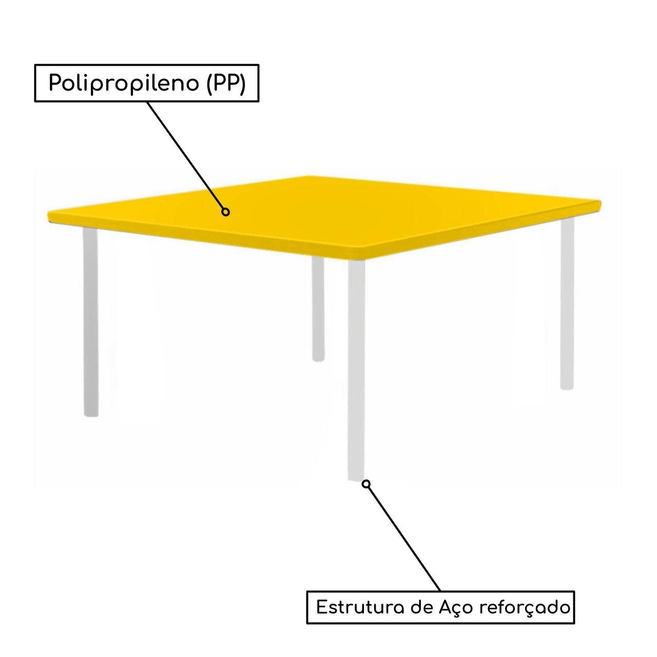 Conjunto Quadrado c/ 04 Cadeiras COR AMARELO – TAMPO PLÁSTICO – 02 a 06 Anos – INFANTIL – 44002 - Imagem 2