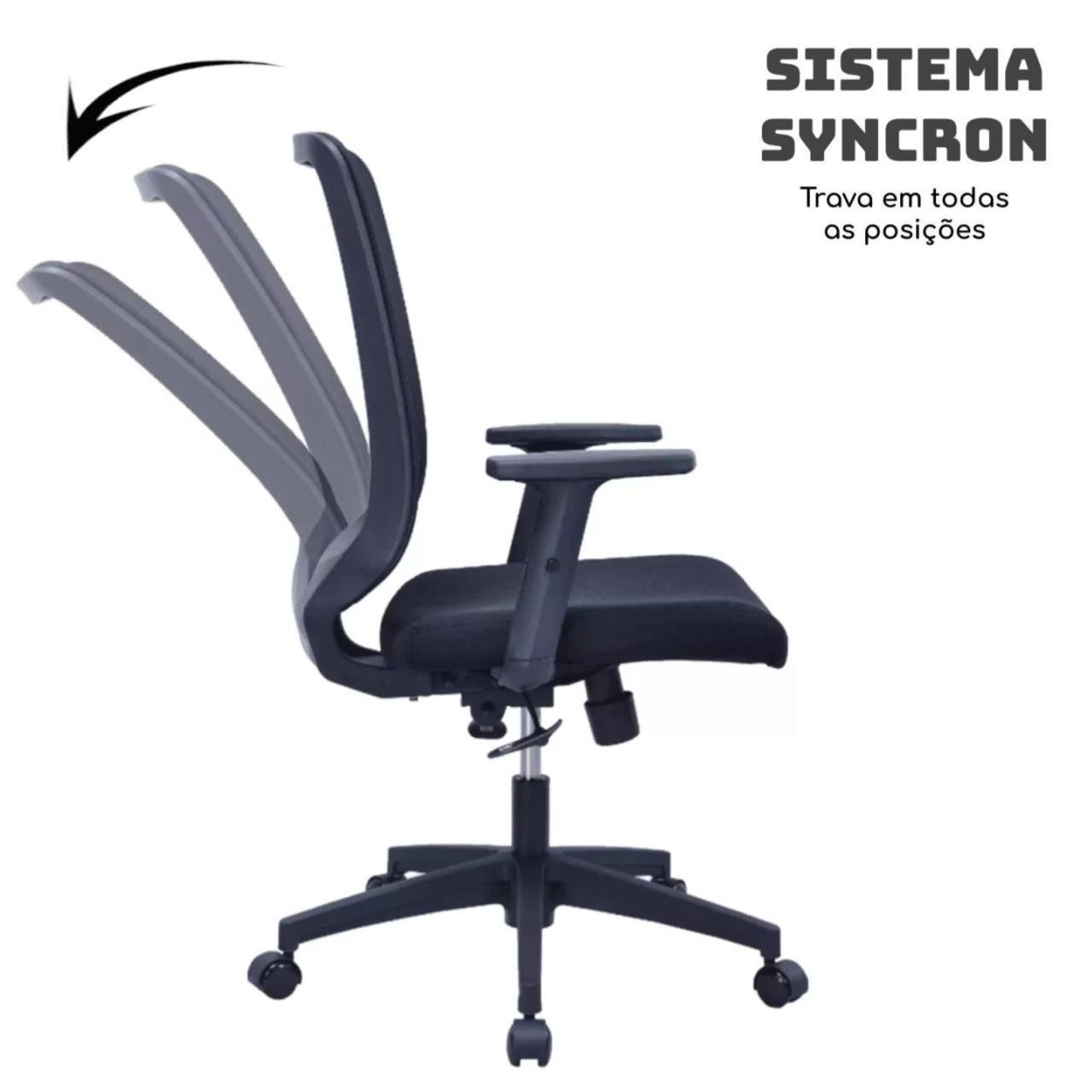 Cadeira de Escritório Diretor TELA TURIM - COR PRETO - Pollo Móveis - 34005 - Imagem 2
