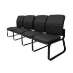 Sofanete para Escritório Estofada com 04 Lugares ESTOFADA - LYON - Cor Preto - 33122