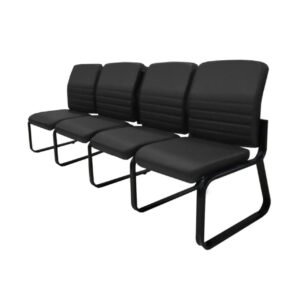 Sofanete para Escritório Estofada com 04 Lugares ESTOFADA - LYON - Cor Preto - 33122