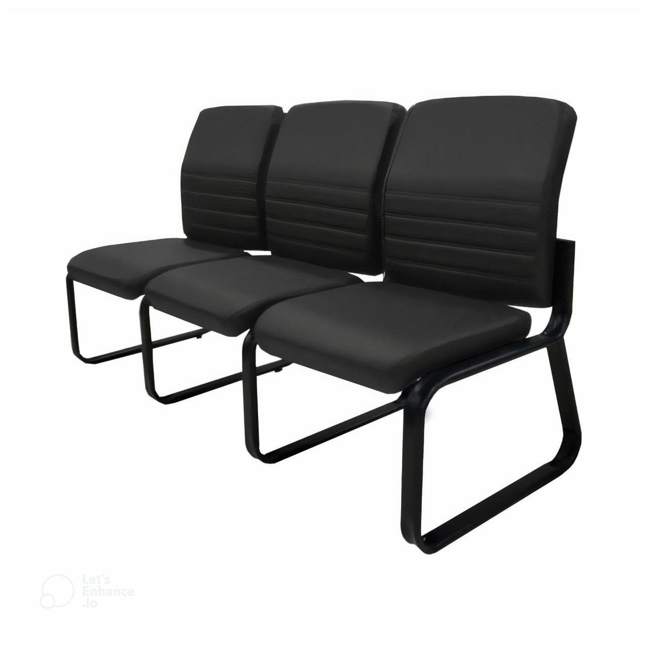 Sofanete para Escritório Estofada com 03 Lugares ESTOFADA - LYON - Cor Preto - 33121