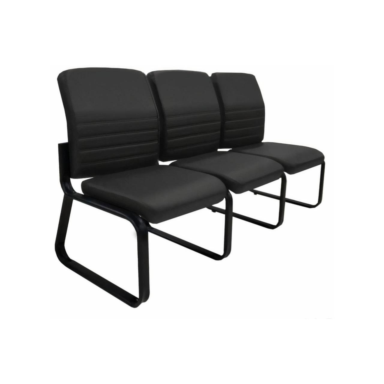 Sofanete para Escritório Estofada com 03 Lugares ESTOFADA - LYON - Cor Preto - 33121 - Imagem 3