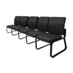 Cadeira Longarina 05 Lugares ESTOFADA - LYON - Cor Preto - 33123