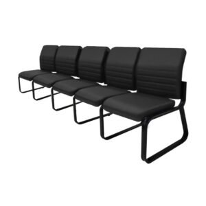 Cadeira Longarina 05 Lugares ESTOFADA - LYON - Cor Preto - 33123