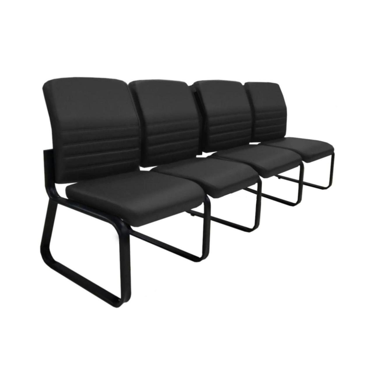 Sofanete para Escritório Estofada com 04 Lugares ESTOFADA - LYON - Cor Preto - 33122 - Imagem 2