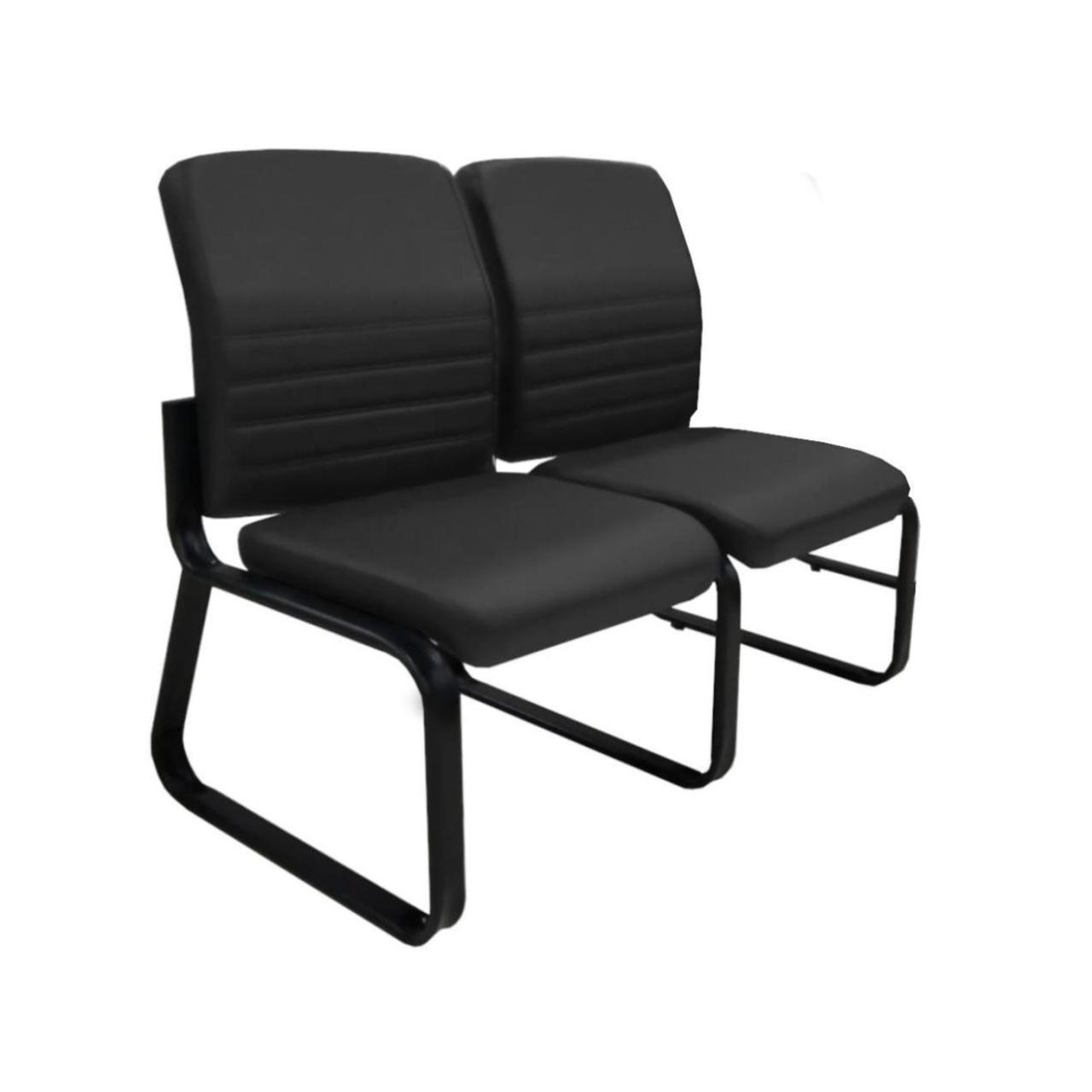 Sofanete para Escritório Estofada com 02 Lugares - LYON - Pés PRETO - 33120 - Imagem 3