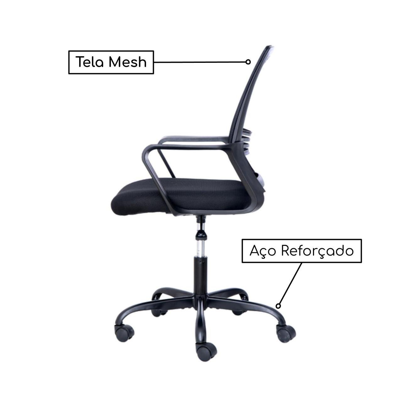 Cadeira de Escritório Tela WISH - Cor Preto - Imagem 3