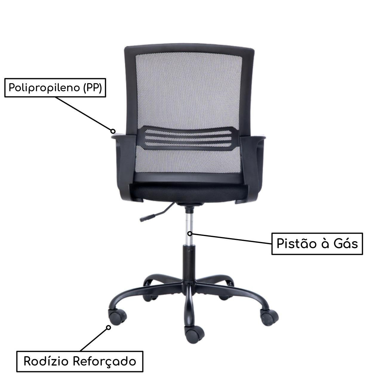 Cadeira de Escritório Tela WISH - Cor Preto - Imagem 4