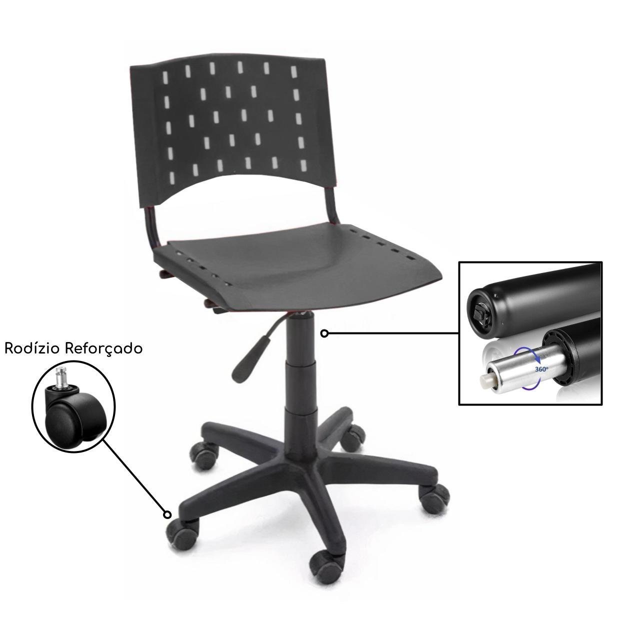 Cadeira de Escritório Giratória PLÁSTICA - PMD - COR PRETO - 31300 - Imagem 2