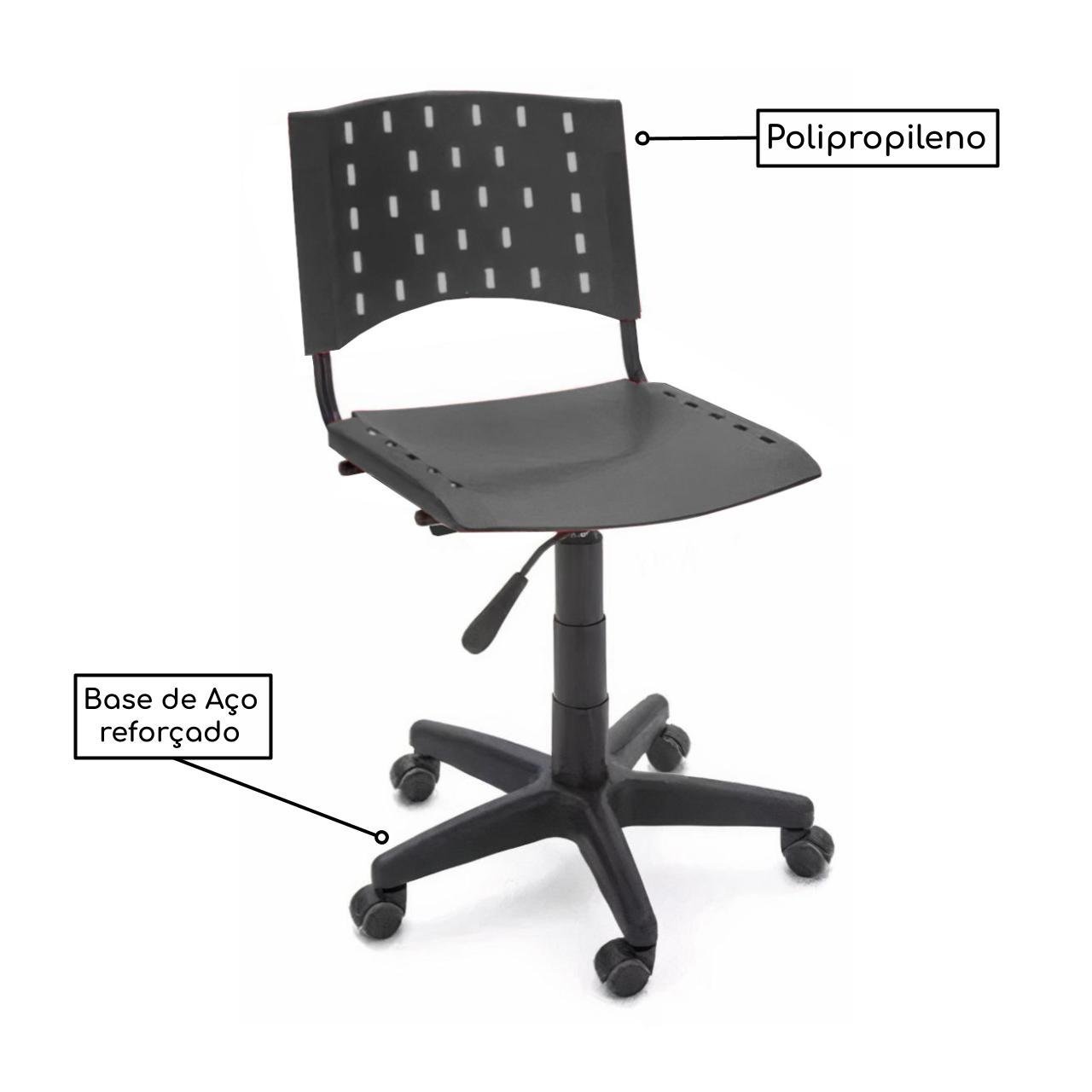 Cadeira de Escritório Giratória PLÁSTICA - PMD - COR PRETO - 31300 - Imagem 3